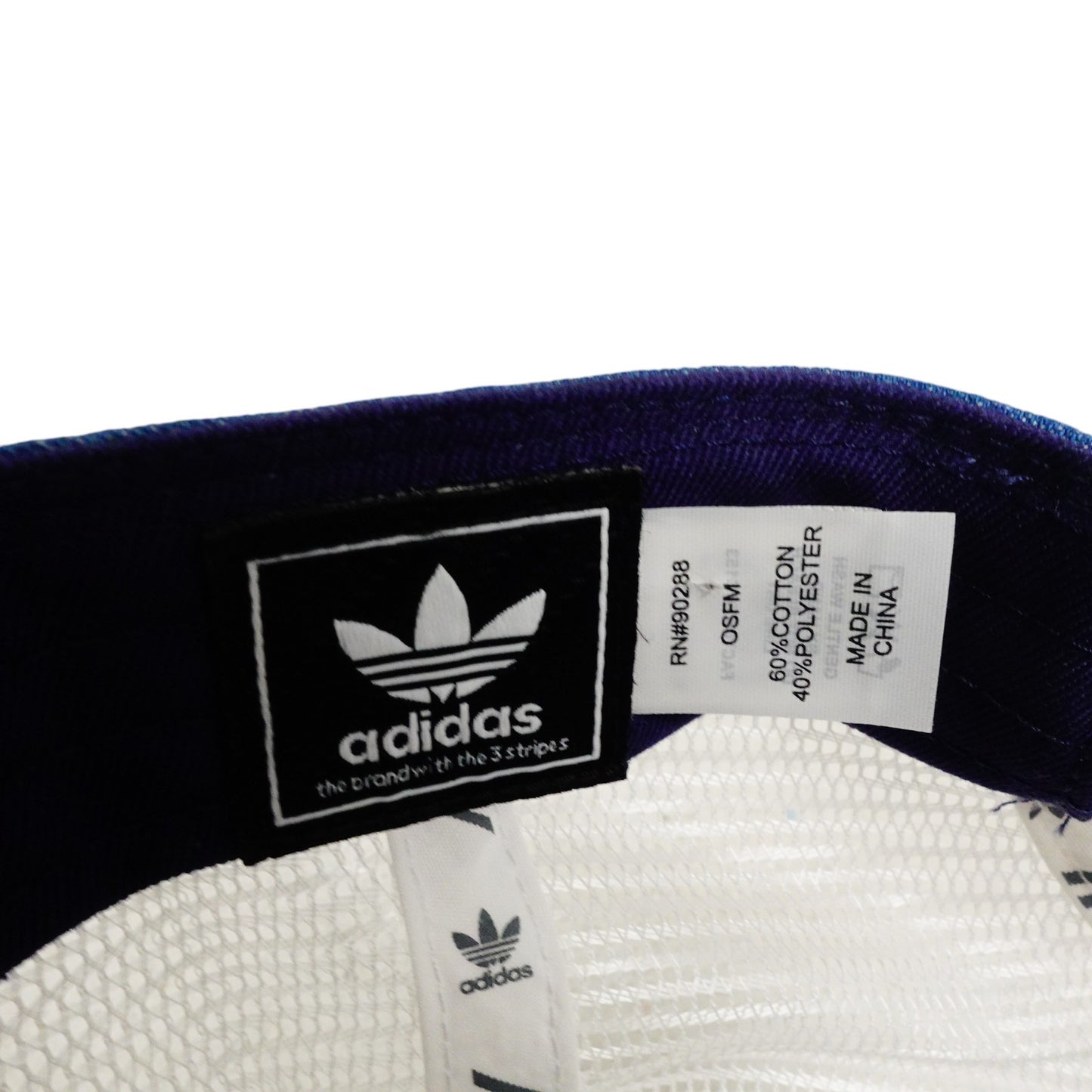 Adidas Trefoil Hat Cap Snap Back Mens Adjustable Trucker Mesh Blue White Jean